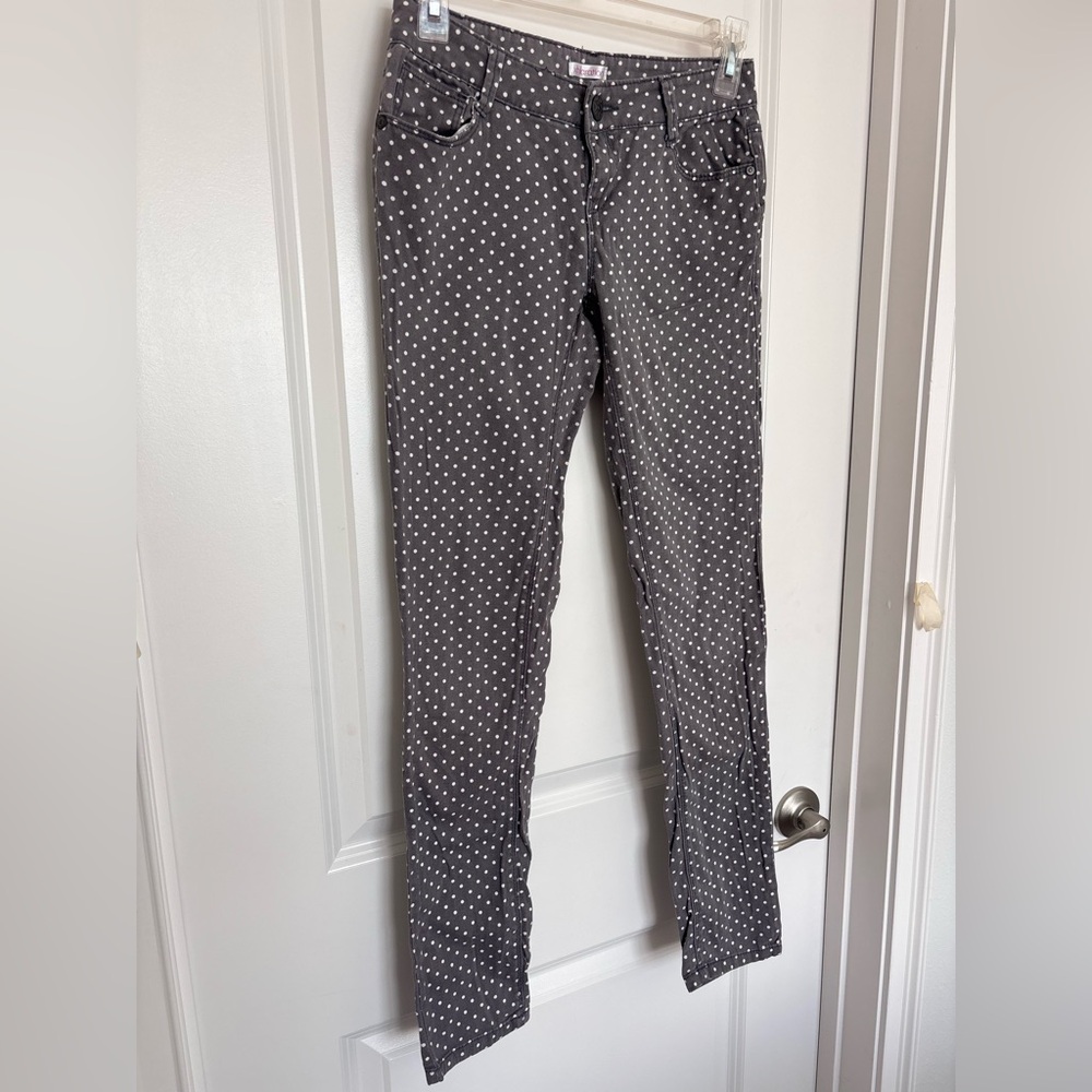 Polka Dot Grey White Skinny Pants Indie Sleaze Stretch Y2K Retro Mod Jeans Small